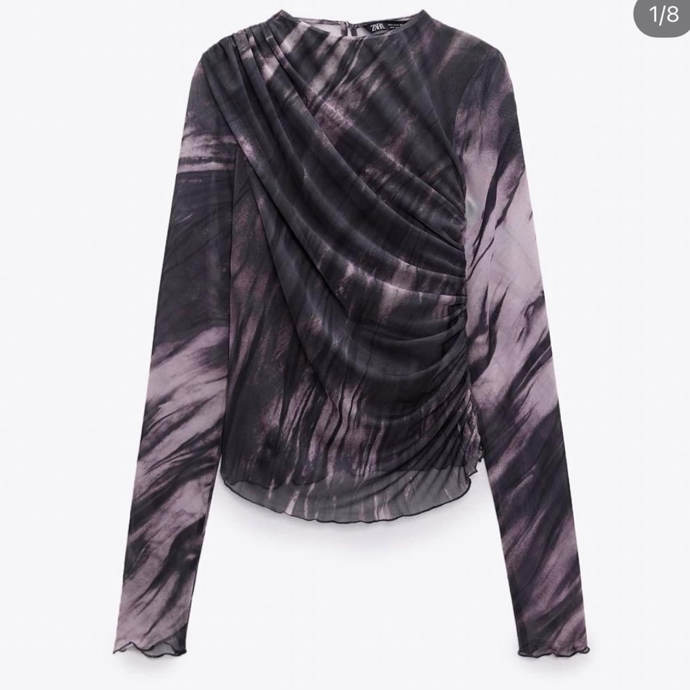 Zara Marble Gray Long Sleeve Top womens xs